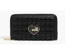 Woven faux leather wallet - Black