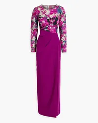 Marchesa Cutout embroidered tulle and crepe gown - Pink Pink