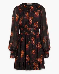 Ulla Johnson Adara ruffled floral-print silk-chiffon mini dress - Black Black