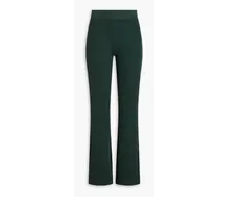 Ribbed-knit flared pants - Green