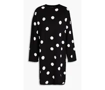 Polka-dot jacquard-knit mini dress - Black