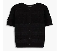 Lo pointelle-knit wool-blend cardigan - Black