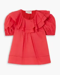 The Great The Sunrise ruffled cotton-voile blouse - Red Red