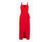 Cyndi crinkled-voile midi wrap dress - Red