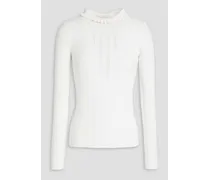 Ribbed-knit turtleneck sweater - White