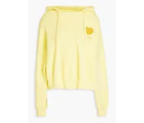 Oversized printed French cotton-terry hoodie - Yellow