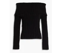 Duci off-the-shoulder ribbed-knit sweater - Black