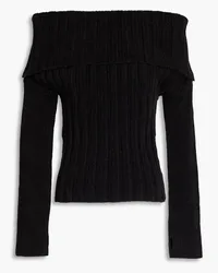 Jacquemus Duci off-the-shoulder ribbed-knit sweater - Black Black