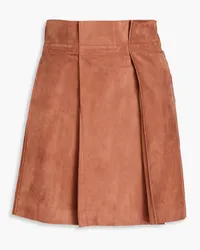 Brunello Cucinelli Pleated nubuck mini skirt - Brown Brown