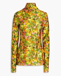 Philosophy Di Lorenzo Serafini Floral-print stretch-jersey turtleneck top - Yellow Yellow