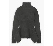 Peplum merino wool-blend felt turtleneck sweater - Gray