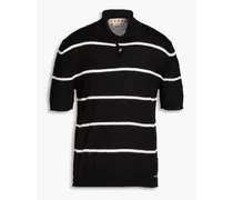 Striped wool polo shirt - Black