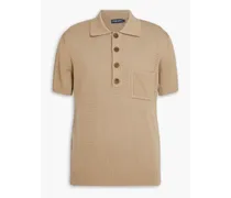 Clemente pointelle-knit cotton polo shirt - Neutral