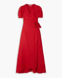 Reformation Weiss linen midi wrap dress - Red Red