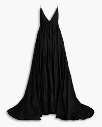 Valentino Garavani Plissé silk-taffeta gown - Black Black