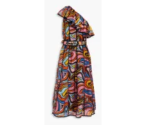 Chiquita one-shoulder printed crepe midi dress - Multicolor
