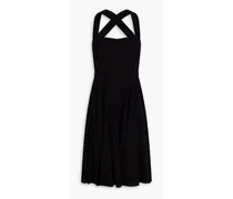 Fluted crepe midi dress - Black