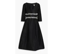 Crystal-embellished silk-taffeta midi dress - Black