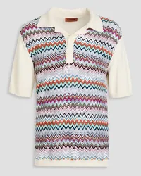 Missoni Cotton and silk-blend paneled jacquard-knit polo shirt - White White