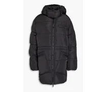 Appliquéd quilted shell hooded jacket - Black