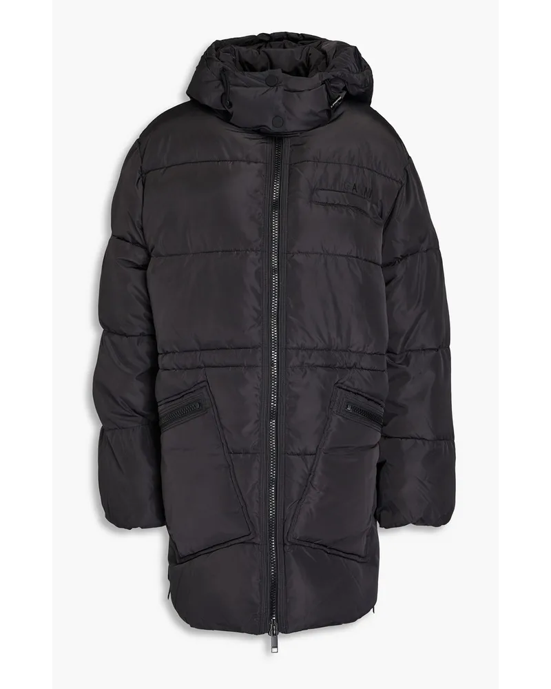 Ganni Appliquéd quilted shell hooded jacket - Black Black