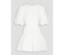 Cutout gathered shantung mini dress - White