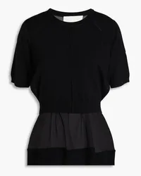 3.1 phillip lim Chiffon and wool-blend top - Black Black