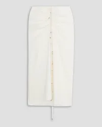 Altuzarra Safia embellished ruched silk-blend crepe midi skirt - White White