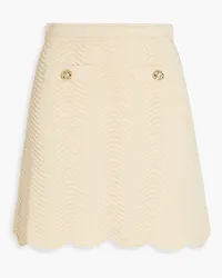 Sandro Button-detailed ribbed-knit mini skirt - Neutral Neutral