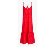 Numana broderie anglaise cotton midi dress - Red