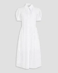 Alberta Ferretti Broderie anglaise cotton midi shirt dress - White White