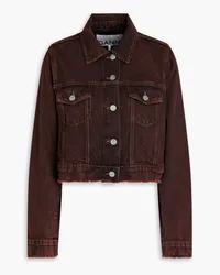 Ganni Cropped frayed denim jacket - Brown Brown