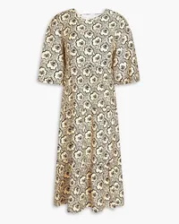 ba&sh Gabie gathered floral-print Lyocell-blend dress - Neutral Neutral