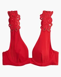 Agent Provocateur Cilla mesh-trimmed broderie anglaise underwired bikini top - Red Red