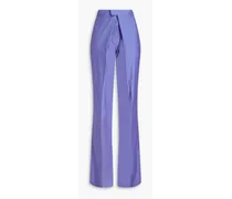 Cotton-blend poplin straight-leg pants - Purple