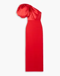 Solace London Karli one-shoulder gathered faille and stretch-crepe maxi dress - Red Red