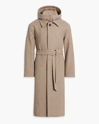 LE 17 SEPTEMBRE Belted wool-blend felt hooded coat - Neutral Neutral