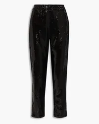 Halston Hannah sequined stretch-mesh tapered pants - Black Black