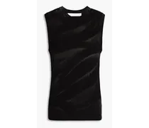 Ribbed tie-dyed stretch-cotton jersey tank - Black