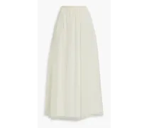 Gathered point d'esprit midi skirt - White