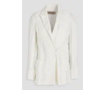 Crinkled cotton-blend twill blazer - White