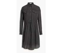 Bead-embellished wool-gauze shirt dress - Gray