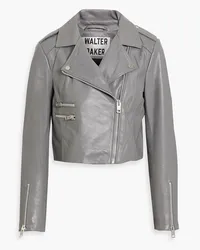 Walter Baker Jenny cropped leather biker jacket - Gray Gray