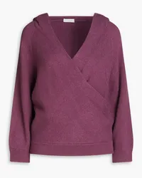 Brunello Cucinelli Wrap-effect ribbed cashmere hoodie - Purple Purple