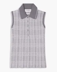 Thom Browne Checked jacquard-knit polo sweater - Gray Gray