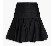 Fluted pleated linen-blend gauze mini skirt - Black