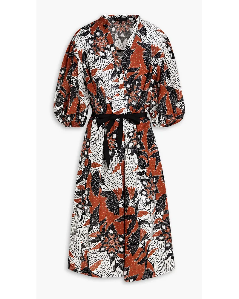 Maje Printed cotton-mousseline midi dress - Brown Brown