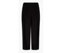 Cropped crepe tapered pants - Black