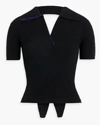 Jacquemus Bagnu open-back cotton-blend terry polo shirt - Black Black