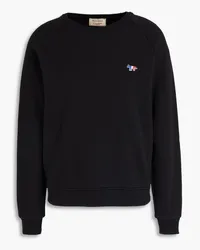 Kitsuné Embroidered French cotton-terry sweatshirt - Black Black